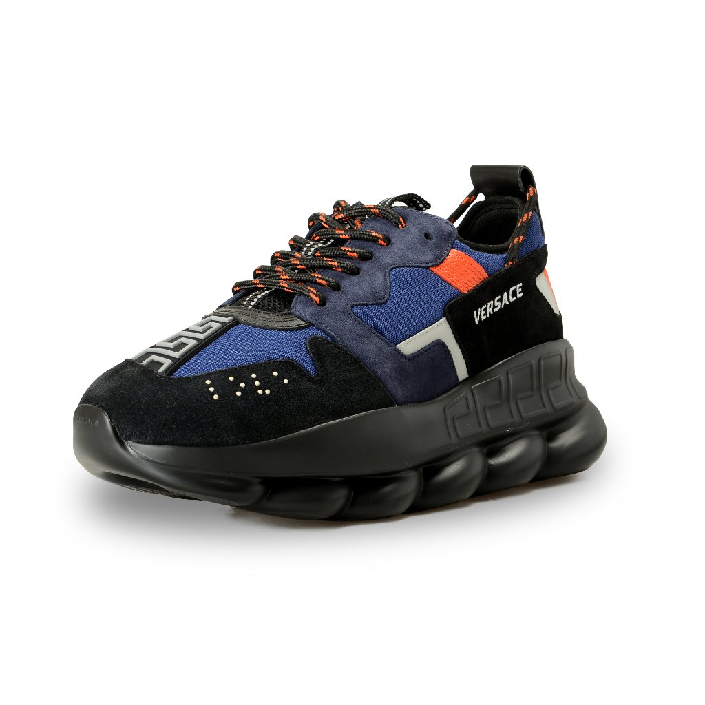 Versace Men's Suede & Leather "Chain Reaction" Sneakers Shoes Us 14 It 47
